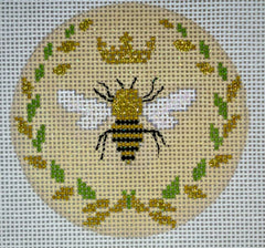 Funda Scully Queen Bee Round Needlepoint Canvas - Beige