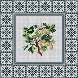The Meredith Collection Treglown Designs Gooseberry on Squared Border Needlepoint Canvas