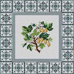 The Meredith Collection Treglown Designs Gooseberry on Squared Border Needlepoint Canvas