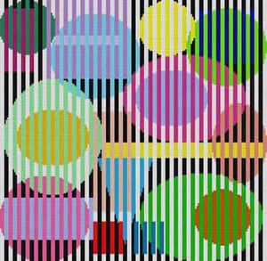 The Meredith Collection Treglown Designs Round Shaped Optical Geometric Needlepoint Canvas