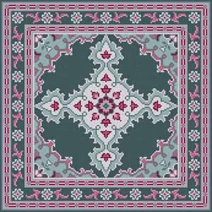The Meredith Collection Treglown Designs Oriental Pattern on Green Background Needlepoint Canvas