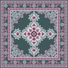 The Meredith Collection Treglown Designs Oriental Pattern on Green Background Needlepoint Canvas