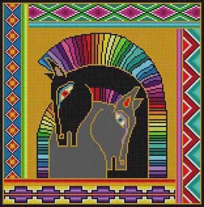 The Meredith Collection Treglown Designs Colorful Horses Needlepoint Canvas