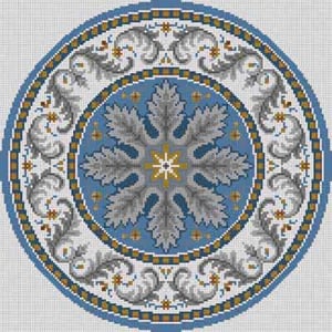 The Meredith Collection Treglown Designs Round Oriental in Blue Circle Needlepoint Canvas