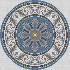 The Meredith Collection Treglown Designs Round Oriental in Blue Circle Needlepoint Canvas