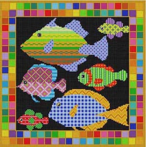 The Meredith Collection Treglown Designs Colorful Fish Needlepoint Canvas