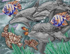 The Meredith Collection Treglown Designs Dolphins & Friend Needlepoint Canvas