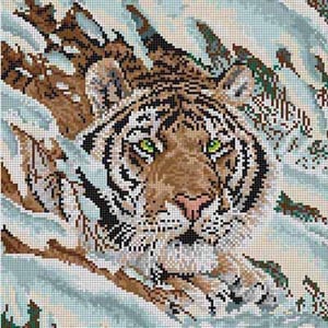 The Meredith Collection Treglown Designs Tiger In The Snow Needlepoint Canvas