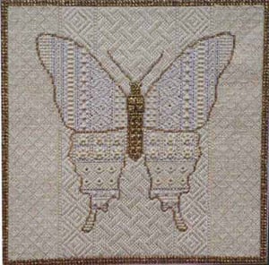 The Meredith Collection Treglown Designs Lace Butterfly Stitch Sampler Needlepoint Canvas