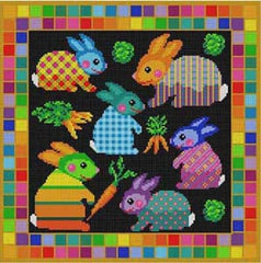 The Meredith Collection Treglown Designs Colorful Bunnies Needlepoint Canvas