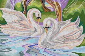 The Meredith Collection Treglown Designs Swans Needlepoint Canvas
