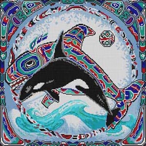 The Meredith Collection Treglown Designs Sea Spirit Orca Needlepoint Canvas