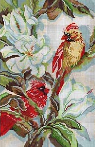 The Meredith Collection Treglown Designs Cardinals & Magnolias Needlepoint Canvas