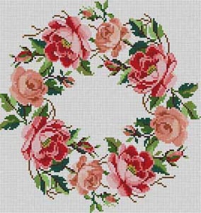 The Meredith Collection Treglown Designs Rose Wreath Needlepoint Canvas