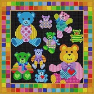 The Meredith Collection Treglown Designs Colorful Teddy Be Needlepoint Canvas