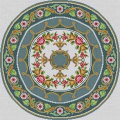 The Meredith Collection Treglown Designs Round Oriental with White Circle Needlepoint Canvas