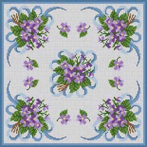 The Meredith Collection Treglown Designs Violets & Ribbons Needlepoint Canvas