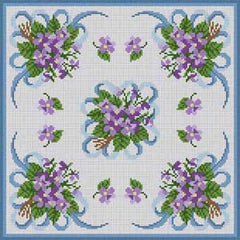The Meredith Collection Treglown Designs Violets & Ribbons Needlepoint Canvas