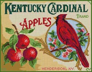 The Meredith Collection Treglown Designs Kntcky Cardnal Apples Needlepoint Canvas