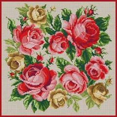 The Meredith Collection Treglown Designs Roses Red & Gold Needlepoint Canvas