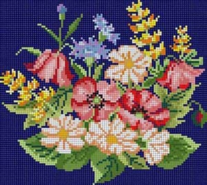 The Meredith Collection Treglown Designs Floral Bouquet in Blue Background Needlepoint Canvas