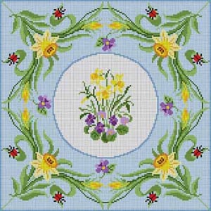 The Meredith Collection Treglown Designs Daffodils & Violets Needlepoint Canvas