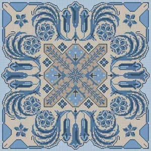 The Meredith Collection Treglown Designs Blue Tile with Geometric Shapes Needlepoint Canvas