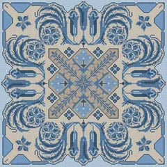 The Meredith Collection Treglown Designs Blue Tile with Geometric Shapes Needlepoint Canvas