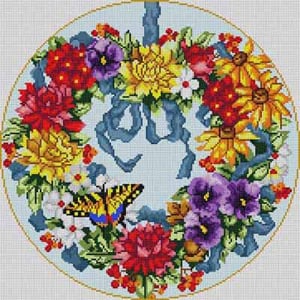The Meredith Collection Treglown Designs Monarch & Flowers Needlepoint Canvas