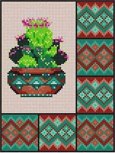 The Meredith Collection Treglown Designs Cactus & Border Four Needlepoint Canvas