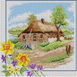 The Meredith Collection Treglown Designs Spring Scene Countryside Needlepoint Canvas