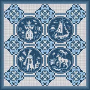 The Meredith Collection Treglown Designs Blue Delft Needlepoint Canvas