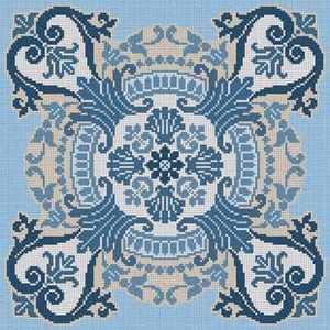 The Meredith Collection Treglown Designs Blue Tile Needlepoint Canvas