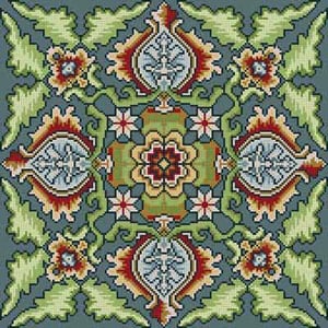 The Meredith Collection Treglown Designs Tile Pattern on Green Needlepoint Canvas