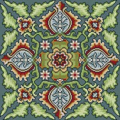 The Meredith Collection Treglown Designs Tile Pattern on Green Needlepoint Canvas