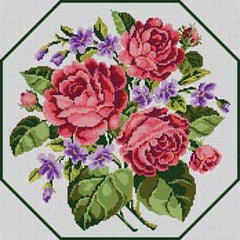 The Meredith Collection Treglown Designs Roses & Violets in Octagon Needlepoint Canvas
