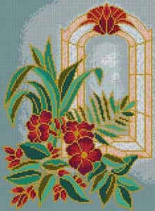 The Meredith Collection Treglown Designs Stained Glass Hibiscus Needlepoint Canvas