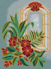 The Meredith Collection Treglown Designs Stained Glass Hibiscus Needlepoint Canvas