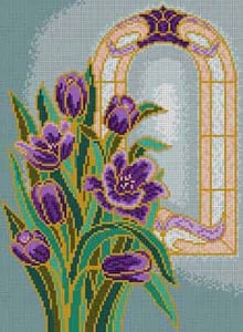The Meredith Collection Treglown Designs Stained Glass Tulips Needlepoint Canvas