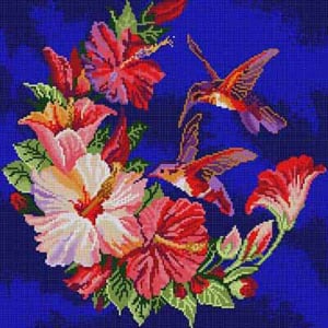 The Meredith Collection Treglown Designs Hummingbird & Hibiscus Needlepoint Canvas