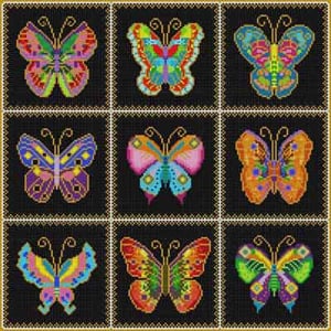 The Meredith Collection Treglown Designs Cloisonné Butterflies Needlepoint Canvas