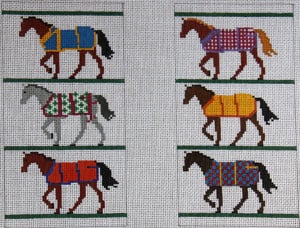 The Meredith Collection Horse Blankets Eye Glass Case Needlepoint Canvas