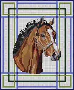 The Meredith Collection Treglown Designs Horse Head Blu Frame Needlepoint Canvas