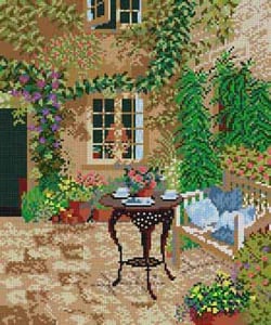 The Meredith Collection Treglown Designs Garden Scene with Table Needlepoint Canvas
