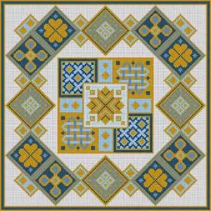 The Meredith Collection Treglown Designs Blue & Gold Geo Needlepoint Canvas