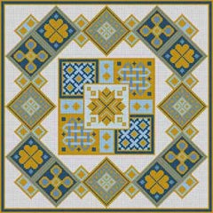 The Meredith Collection Treglown Designs Blue & Gold Geo Needlepoint Canvas