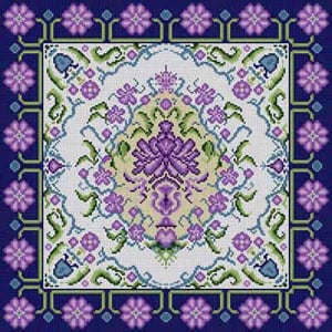 The Meredith Collection Treglown Designs Oriental Pattern with Purple Flower Border Needlepoint Canvas