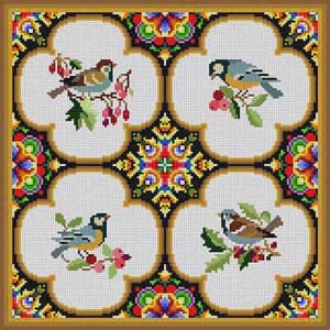 The Meredith Collection Treglown Designs Victorian Birds Needlepoint Canvas