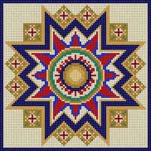 The Meredith Collection Treglown Designs Red Tile Pattern Needlepoint Canvas