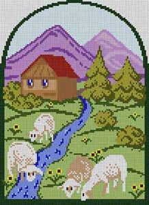 The Meredith Collection Treglown Designs Sheep Scene Needlepoint Canvas